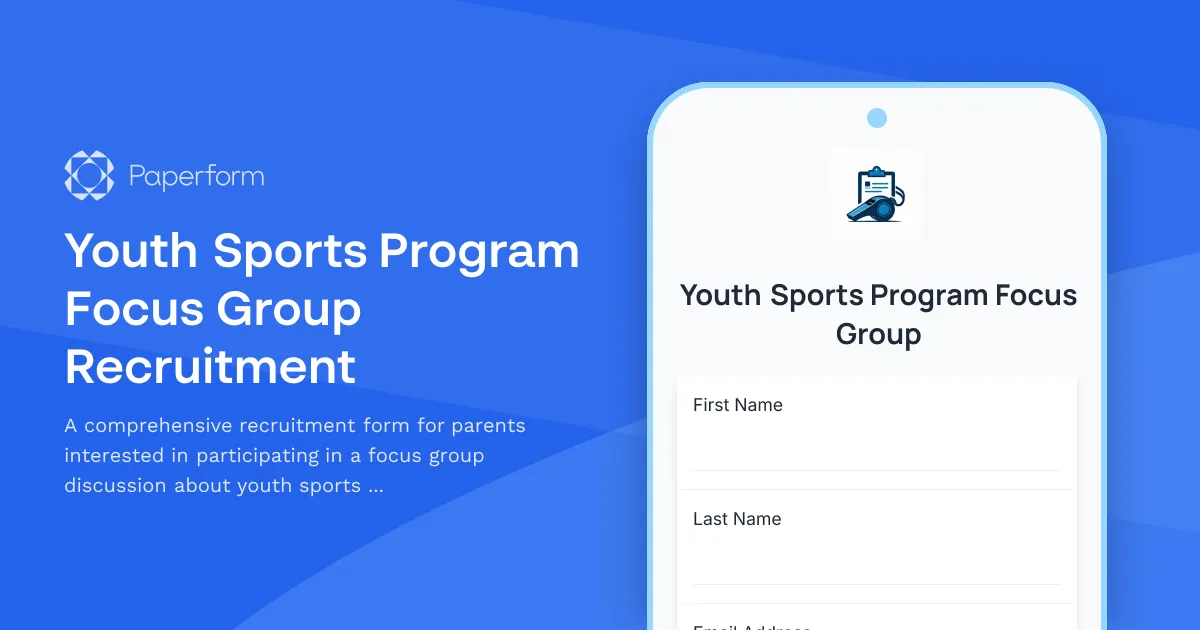 Youth Sports Program Focus Group Recruitment