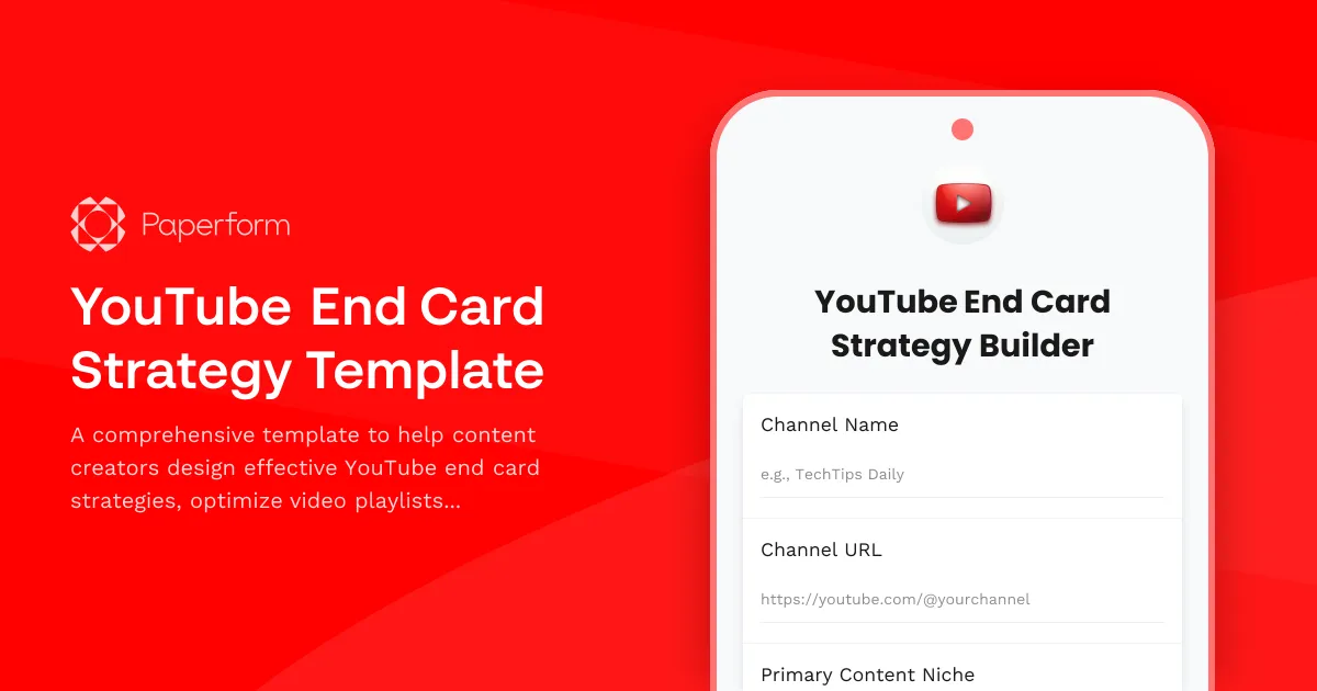 YouTube End Card Strategy Template