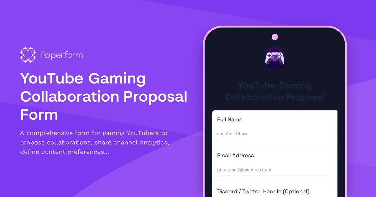 YouTube Gaming Collaboration Proposal Form