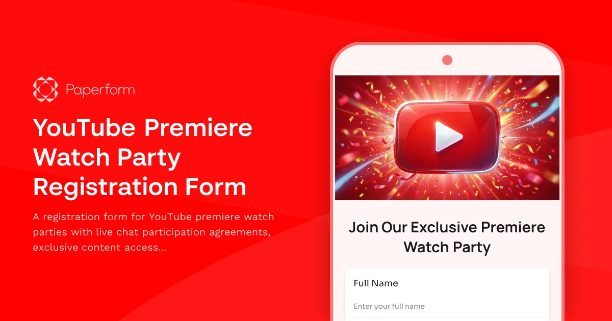 YouTube Premiere Watch Party Registration Form