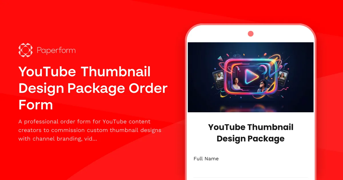 YouTube Thumbnail Design Package Order Form