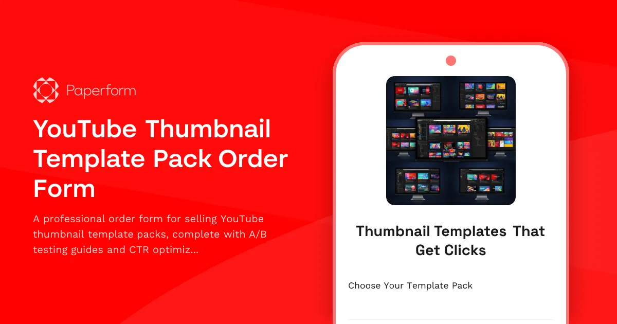 YouTube Thumbnail Template Pack Order Form