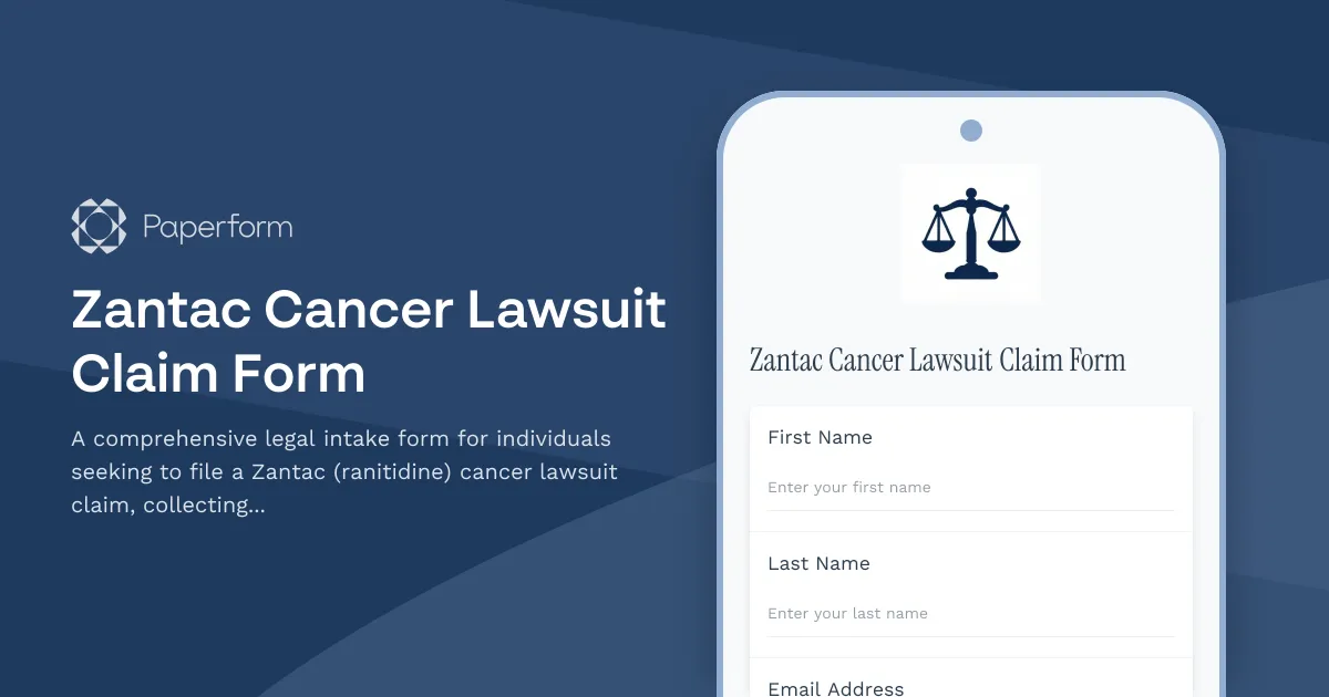 Zantac Cancer Lawsuit Claim Form