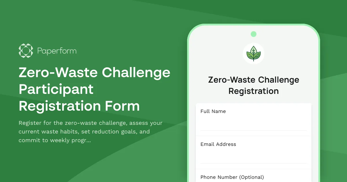 Zero-Waste Challenge Participant Registration Form