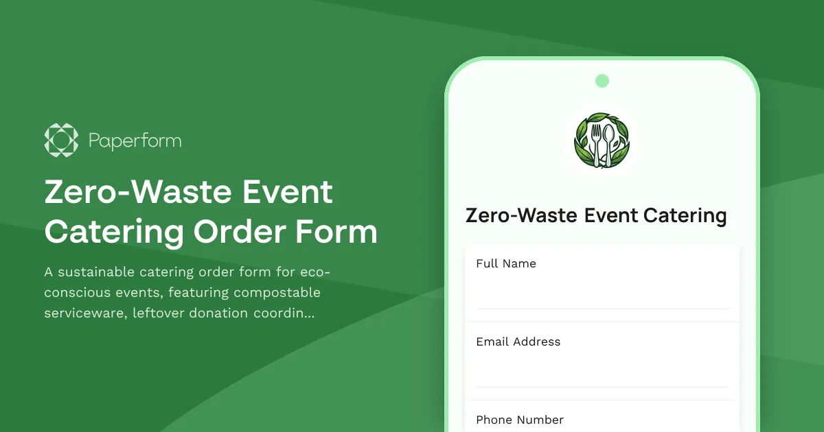 Zero-Waste Event Catering Order Form