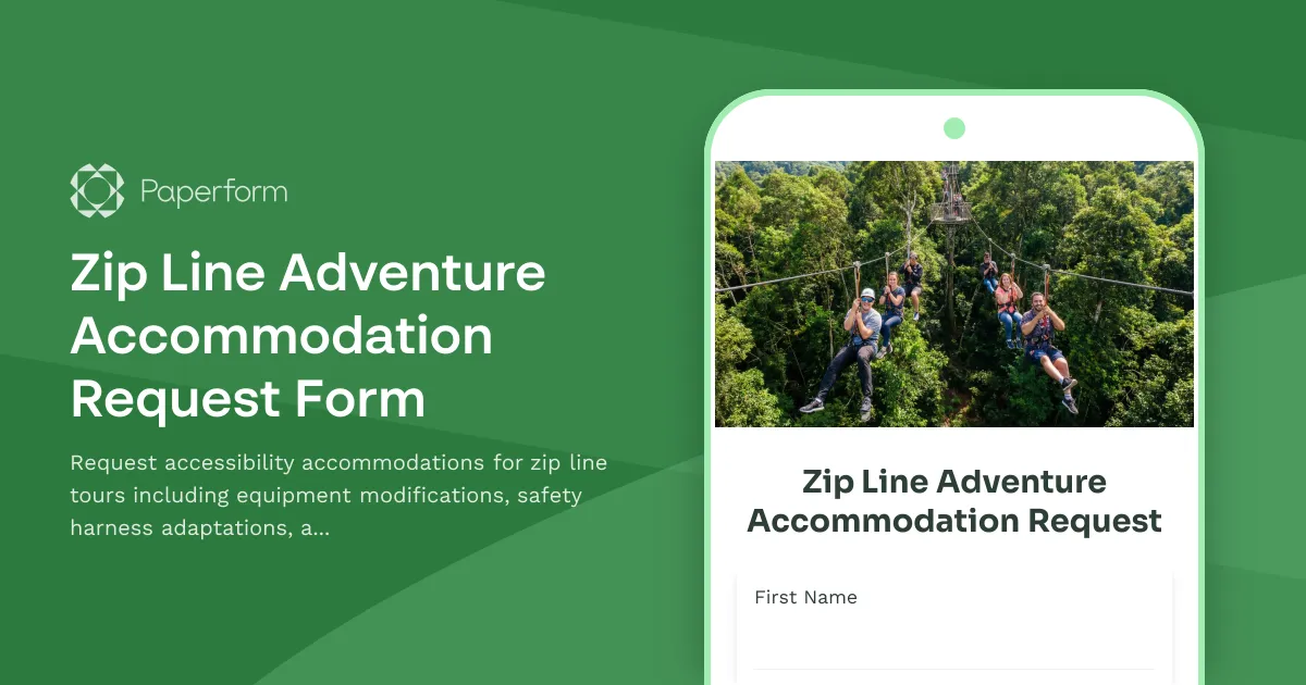 Zip Line Adventure Accommodation Request Form