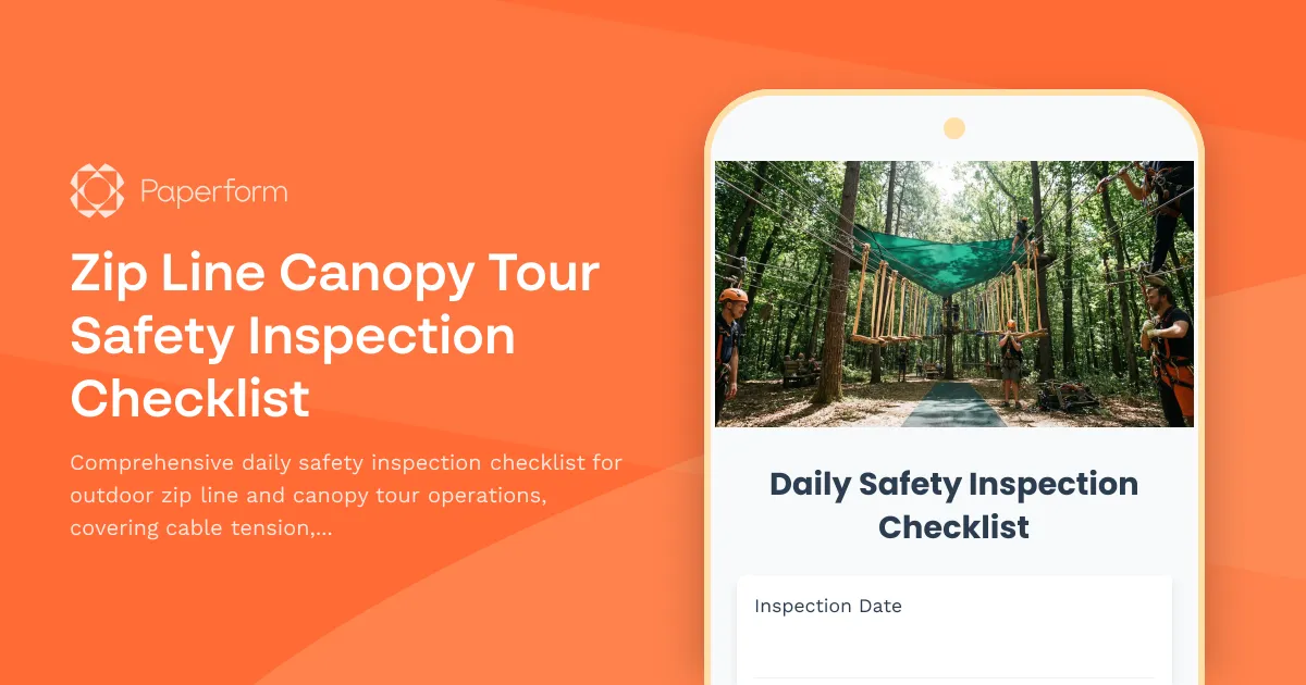 Zip Line Canopy Tour Safety Inspection Checklist