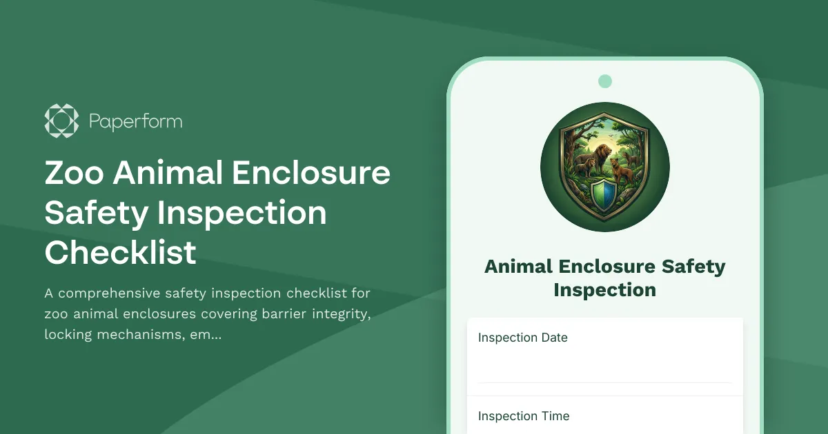 Zoo Animal Enclosure Safety Inspection Checklist