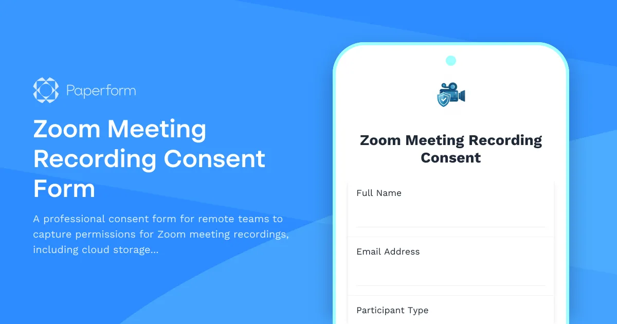 Zoom Meeting Recording Consent Form