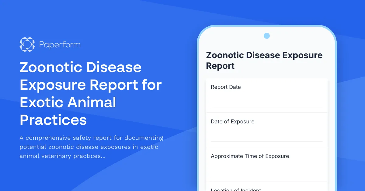 Zoonotic Disease Exposure Report for Exotic Animal Practices