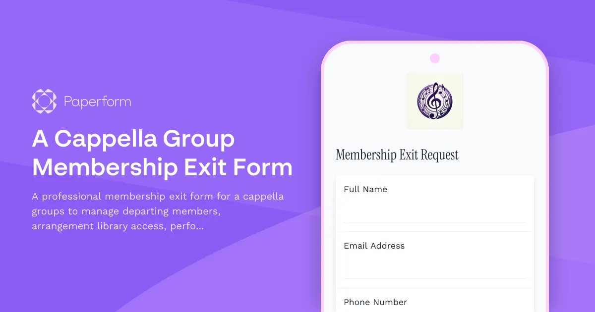 A Cappella Group Membership Exit Form