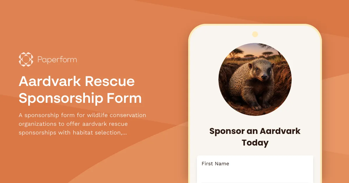 Aardvark Rescue Sponsorship Form