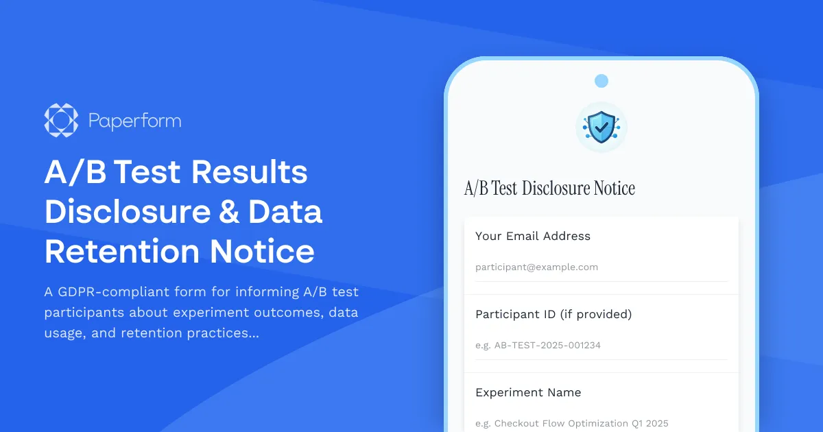 A/B Test Results Disclosure & Data Retention Notice