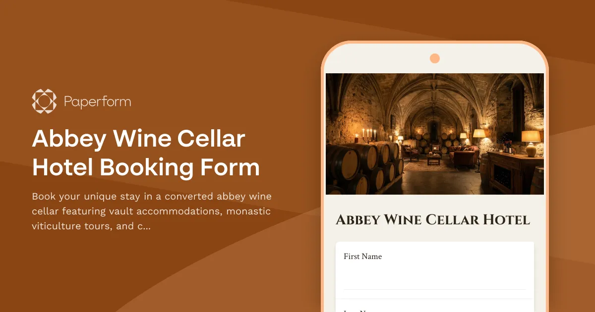 Abbey Wine Cellar Hotel Booking Form
