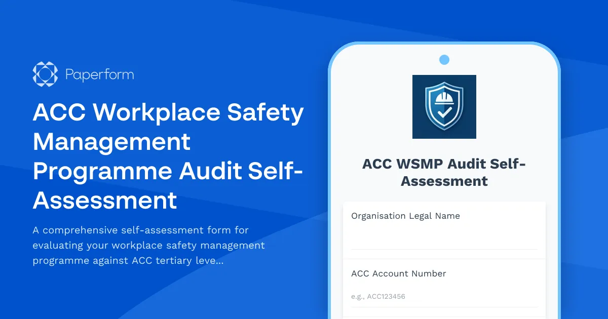 ACC Workplace Safety Management Programme Audit Self-Assessment