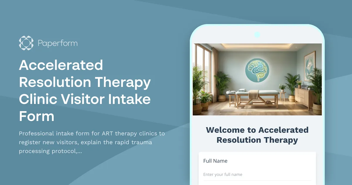 Accelerated Resolution Therapy Clinic Visitor Intake Form
