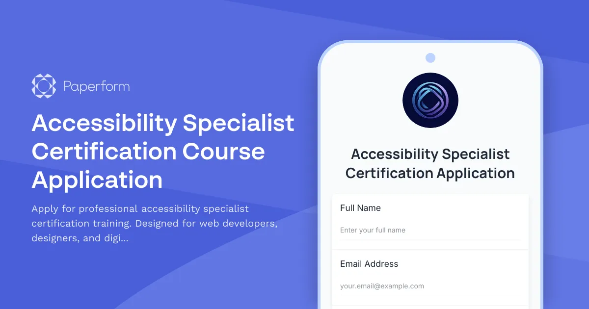 Accessibility Specialist Certification Course Application