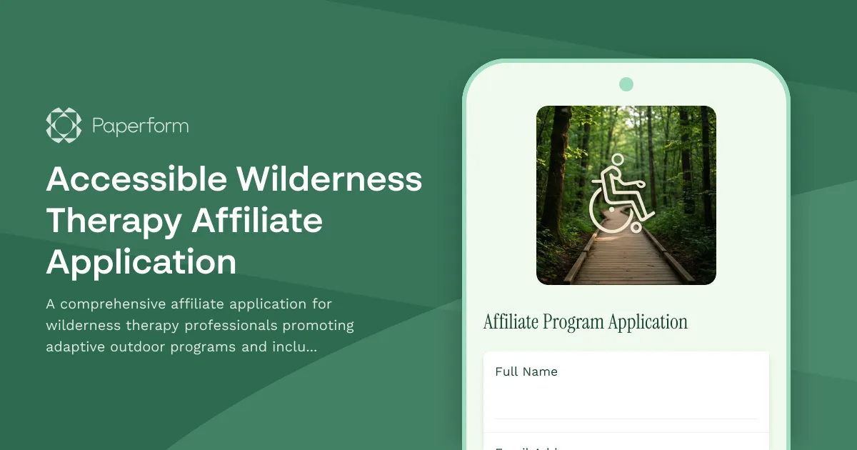 Accessible Wilderness Therapy Affiliate Application