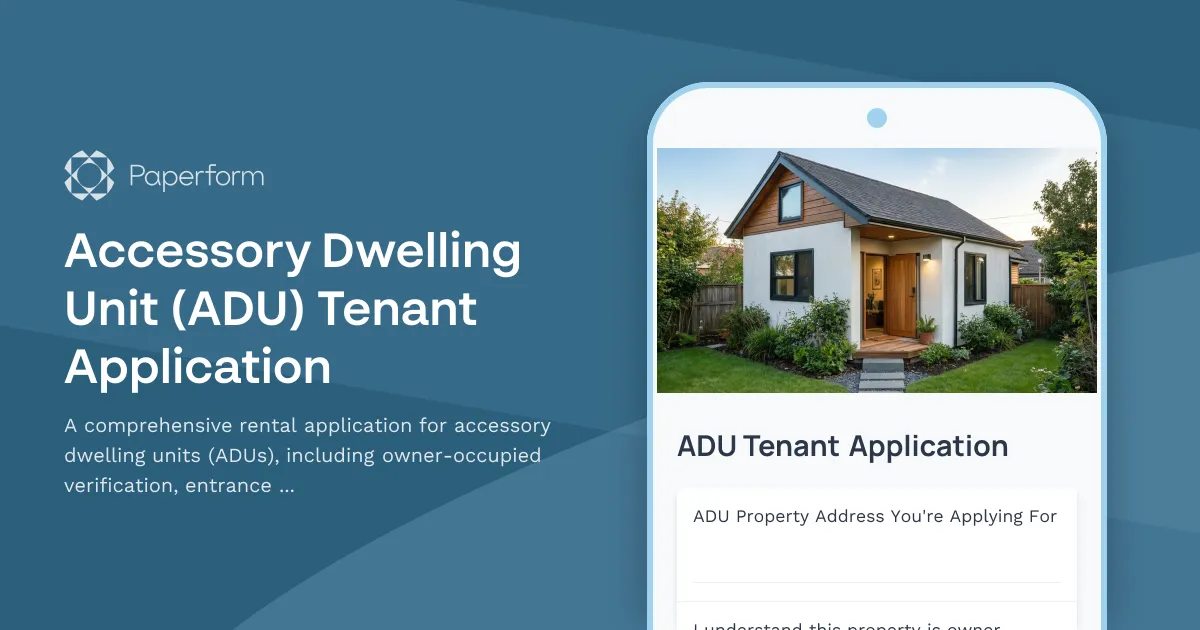 Accessory Dwelling Unit (ADU) Tenant Application