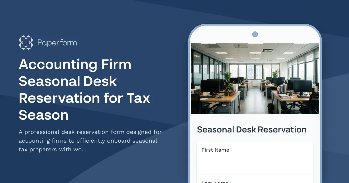 Accounting Firm Seasonal Desk Reservation for Tax Season