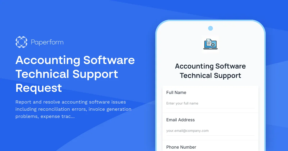 Accounting Software Technical Support Request