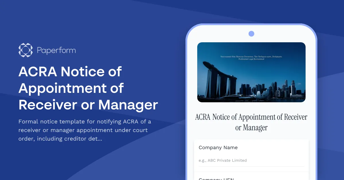 ACRA Notice of Appointment of Receiver or Manager
