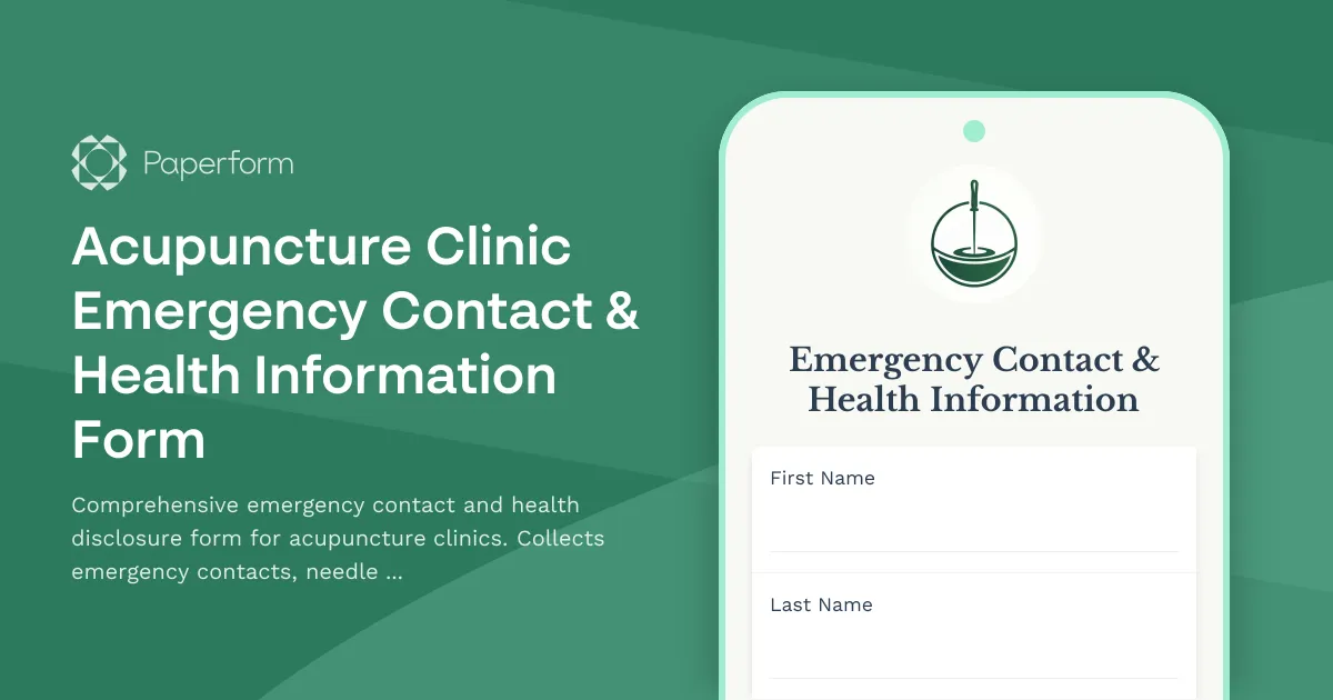 Acupuncture Clinic Emergency Contact & Health Information Form