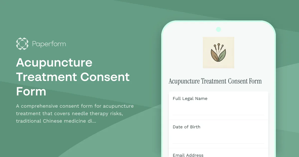 Acupuncture Treatment Consent Form
