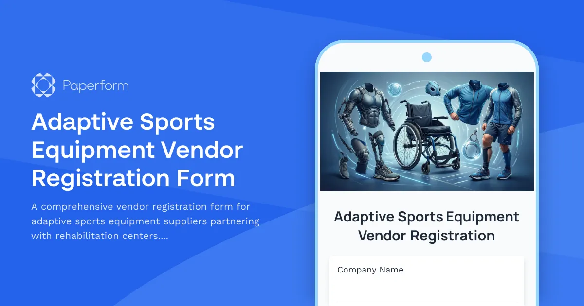 Adaptive Sports Equipment Vendor Registration Form