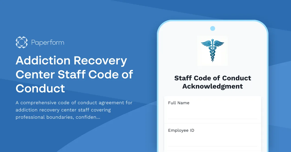 Addiction Recovery Center Staff Code of Conduct