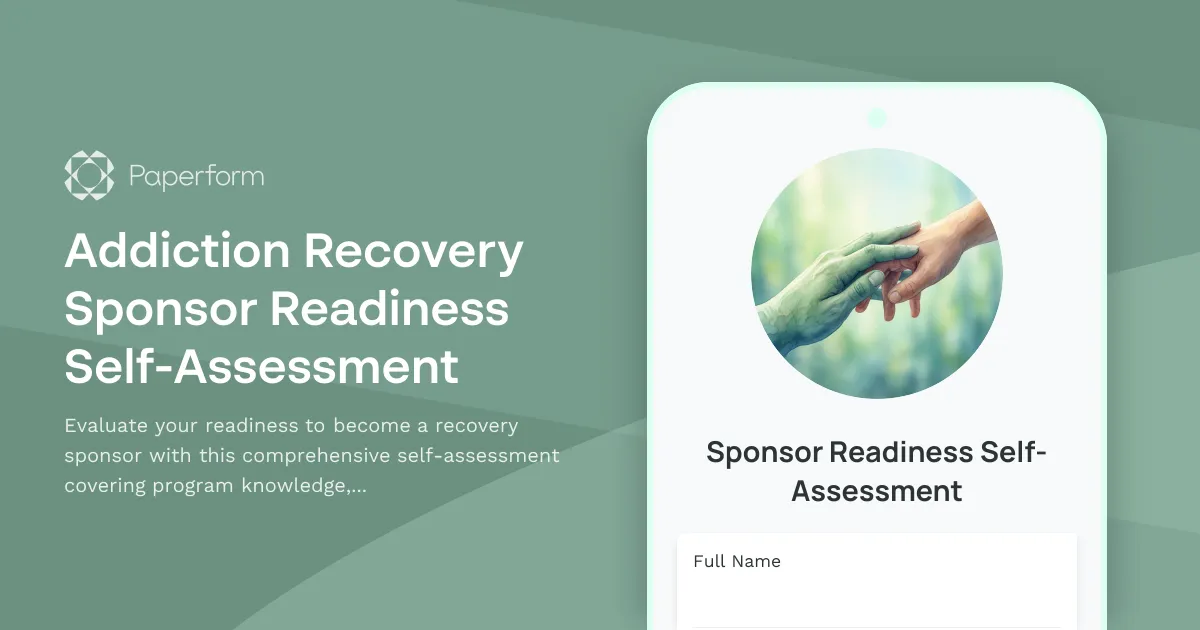 Addiction Recovery Sponsor Readiness Self-Assessment