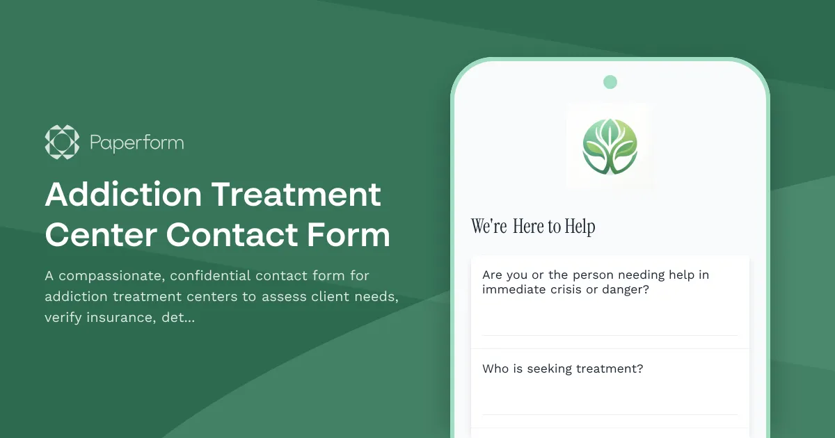 Addiction Treatment Center Contact Form
