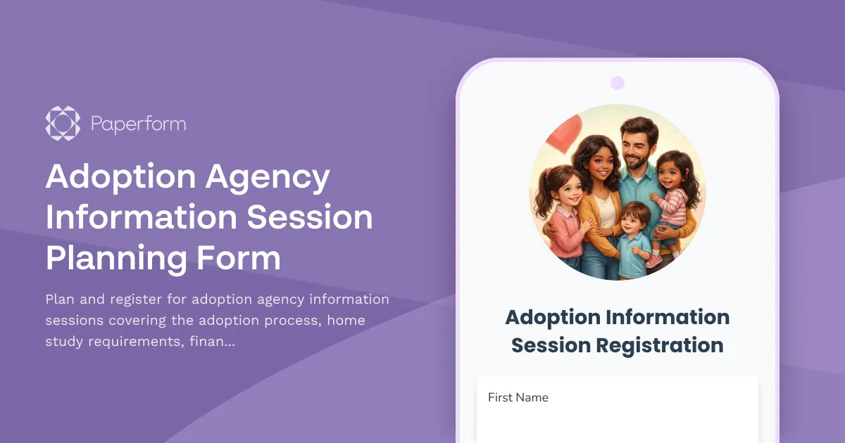 Adoption Agency Information Session Planning Form