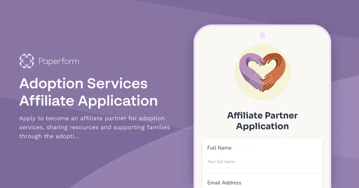 Adoption Services Affiliate Application