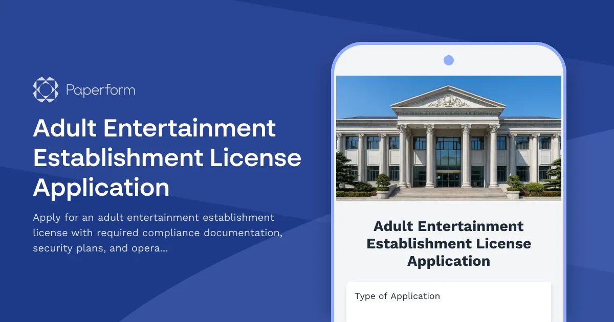 Adult Entertainment Establishment License Application