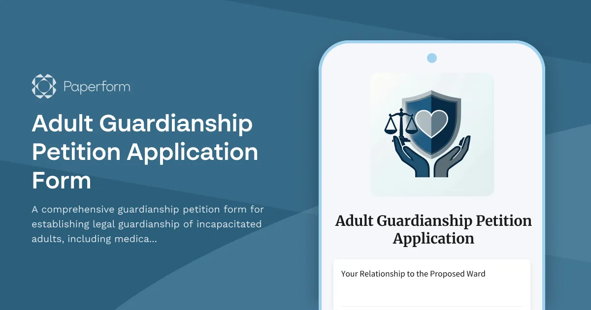Adult Guardianship Petition Application Form