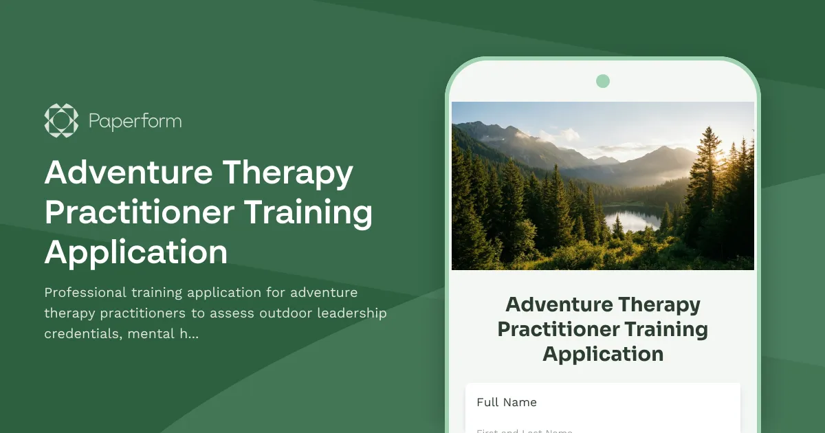 Adventure Therapy Practitioner Training Application