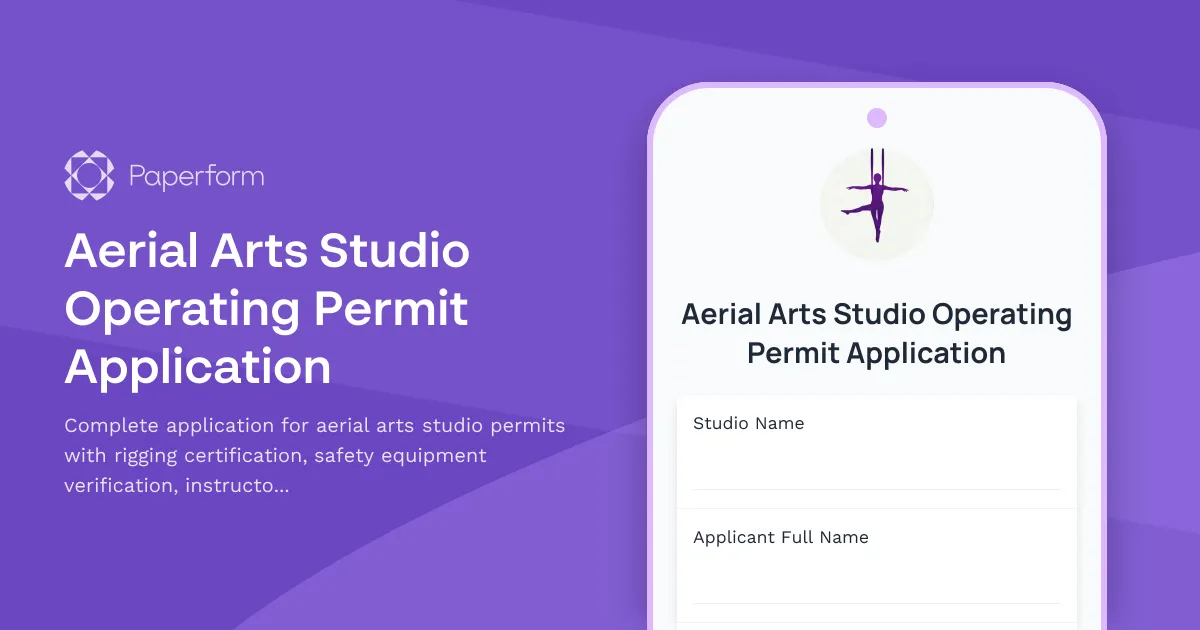 Aerial Arts Studio Operating Permit Application