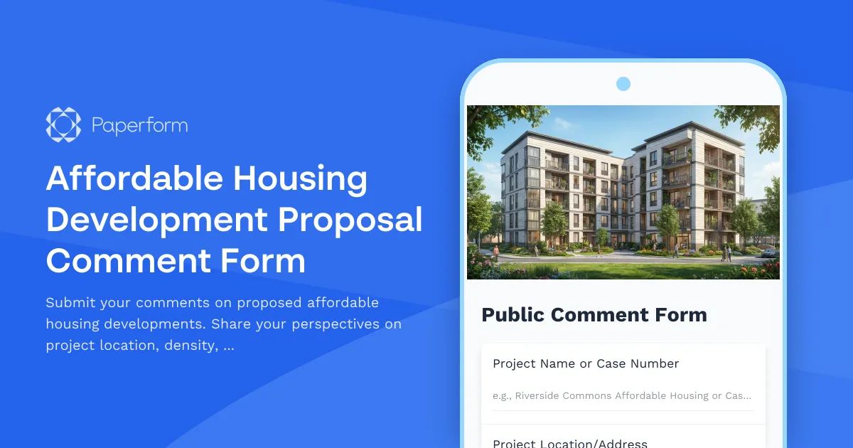 Affordable Housing Development Proposal Comment Form