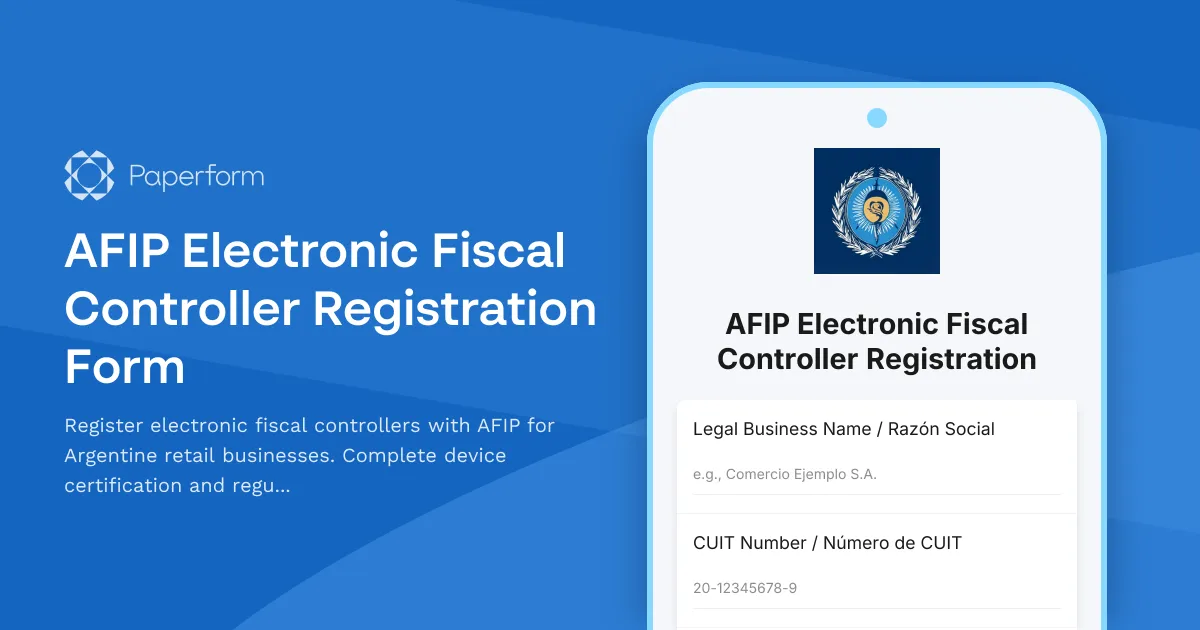 AFIP Electronic Fiscal Controller Registration Form
