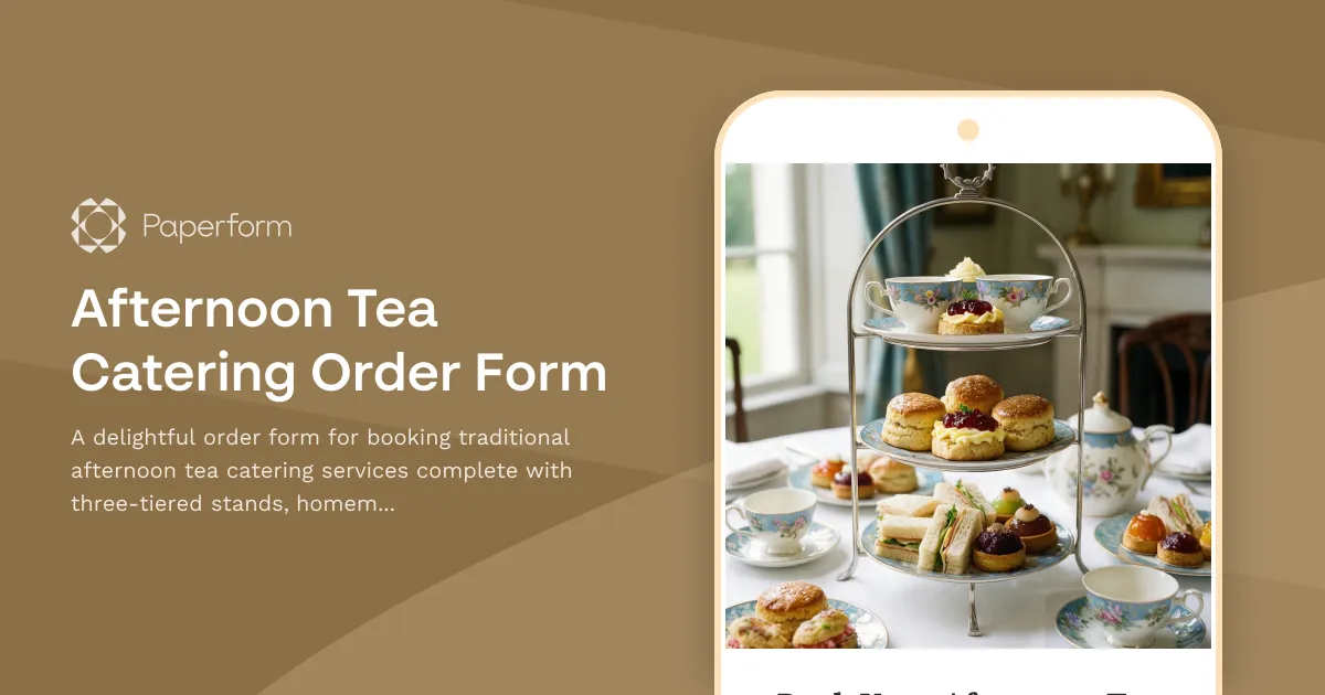 Afternoon Tea Catering Order Form
