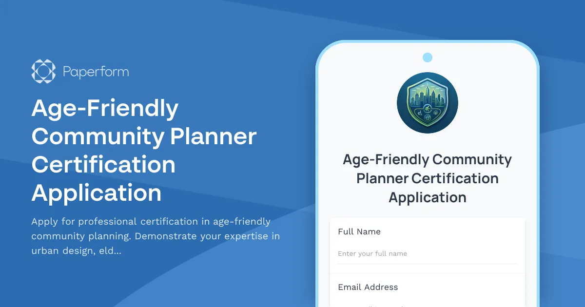 Age-Friendly Community Planner Certification Application