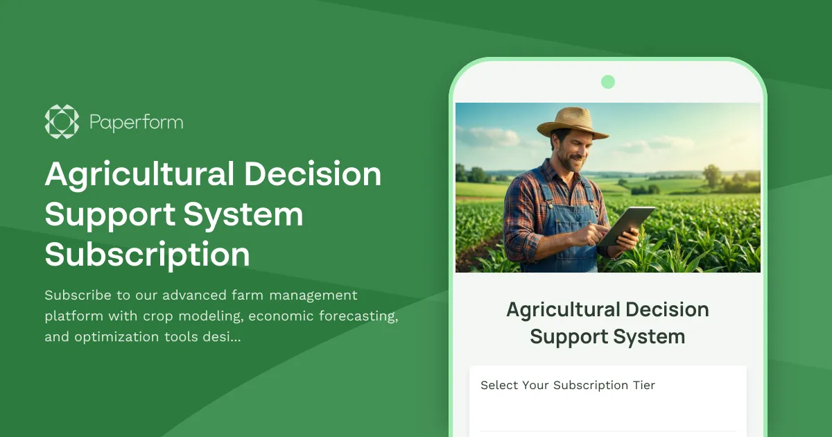 Agricultural Decision Support System Subscription