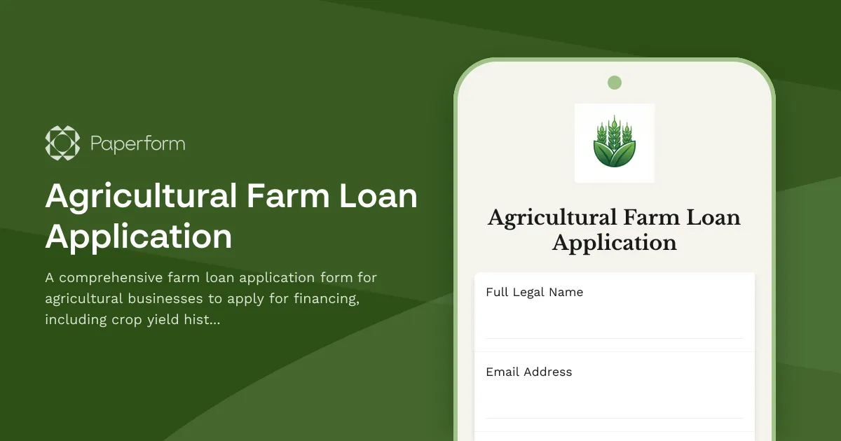 Agricultural Farm Loan Application