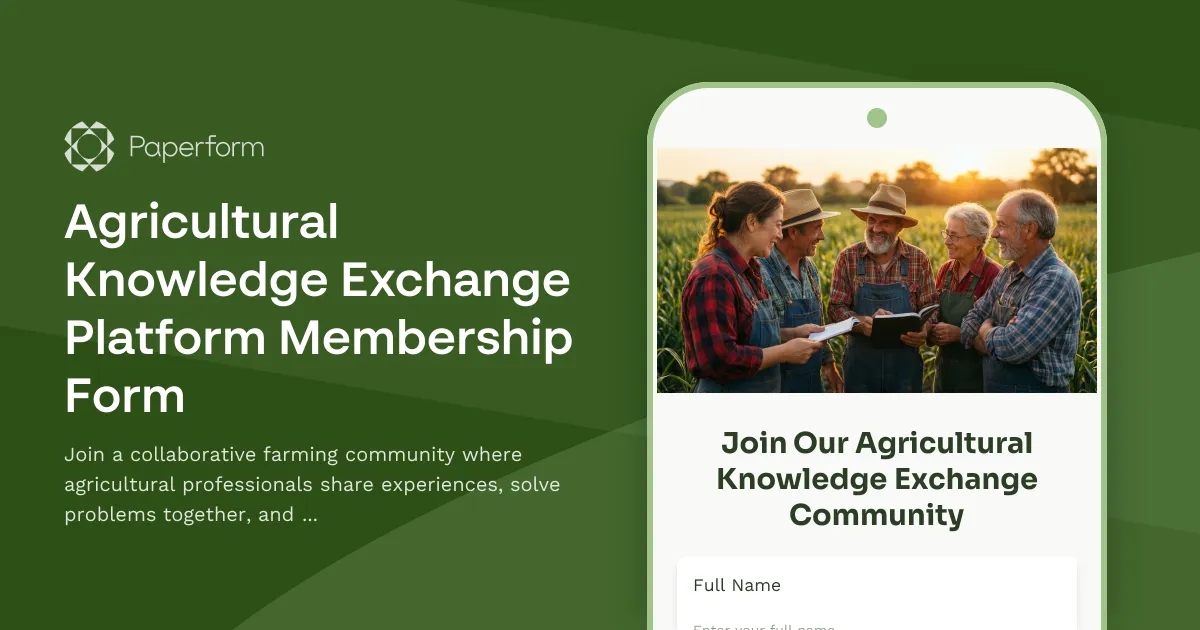 Agricultural Knowledge Exchange Platform Membership Form