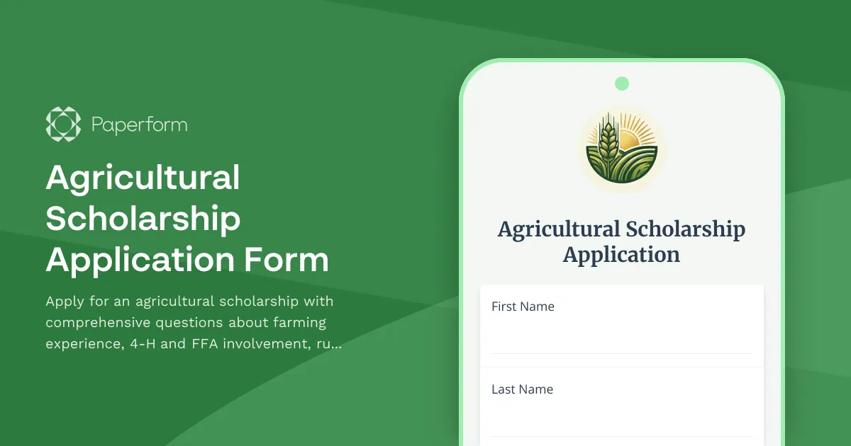 Agricultural Scholarship Application Form