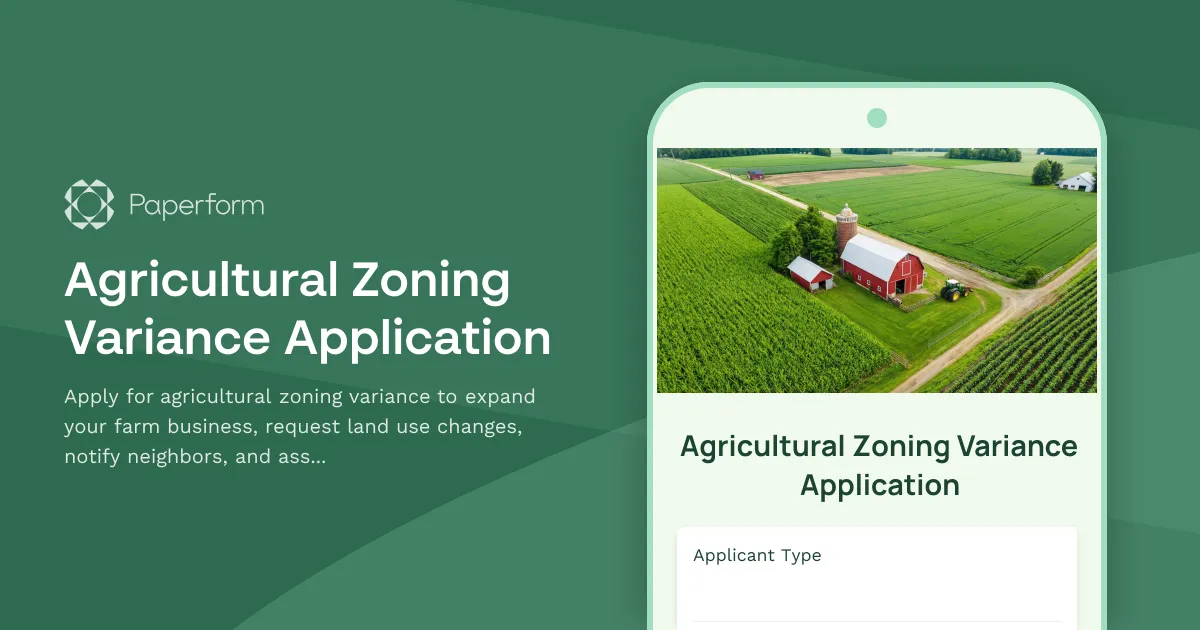 Agricultural Zoning Variance Application