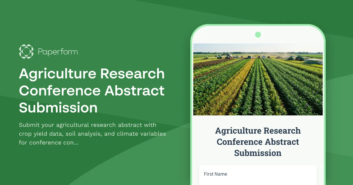 Agriculture Research Conference Abstract Submission