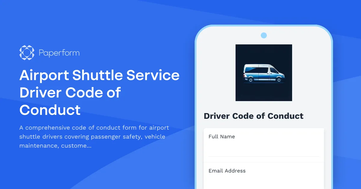 Airport Shuttle Service Driver Code of Conduct