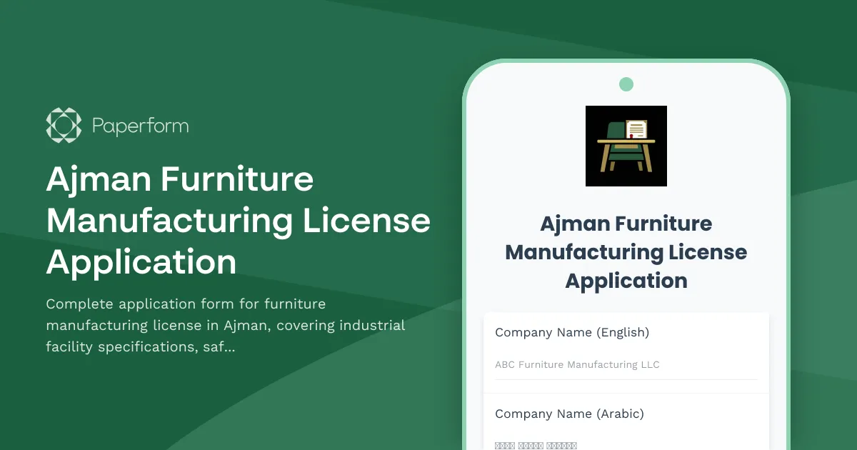 Ajman Furniture Manufacturing License Application